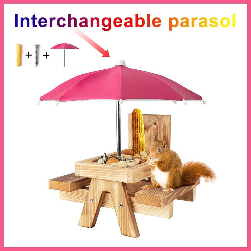 Gnodry Squirrel Picnic Table Feeder Replacement Mini Umbrella for Outside (Dark-Pink) - Image 3
